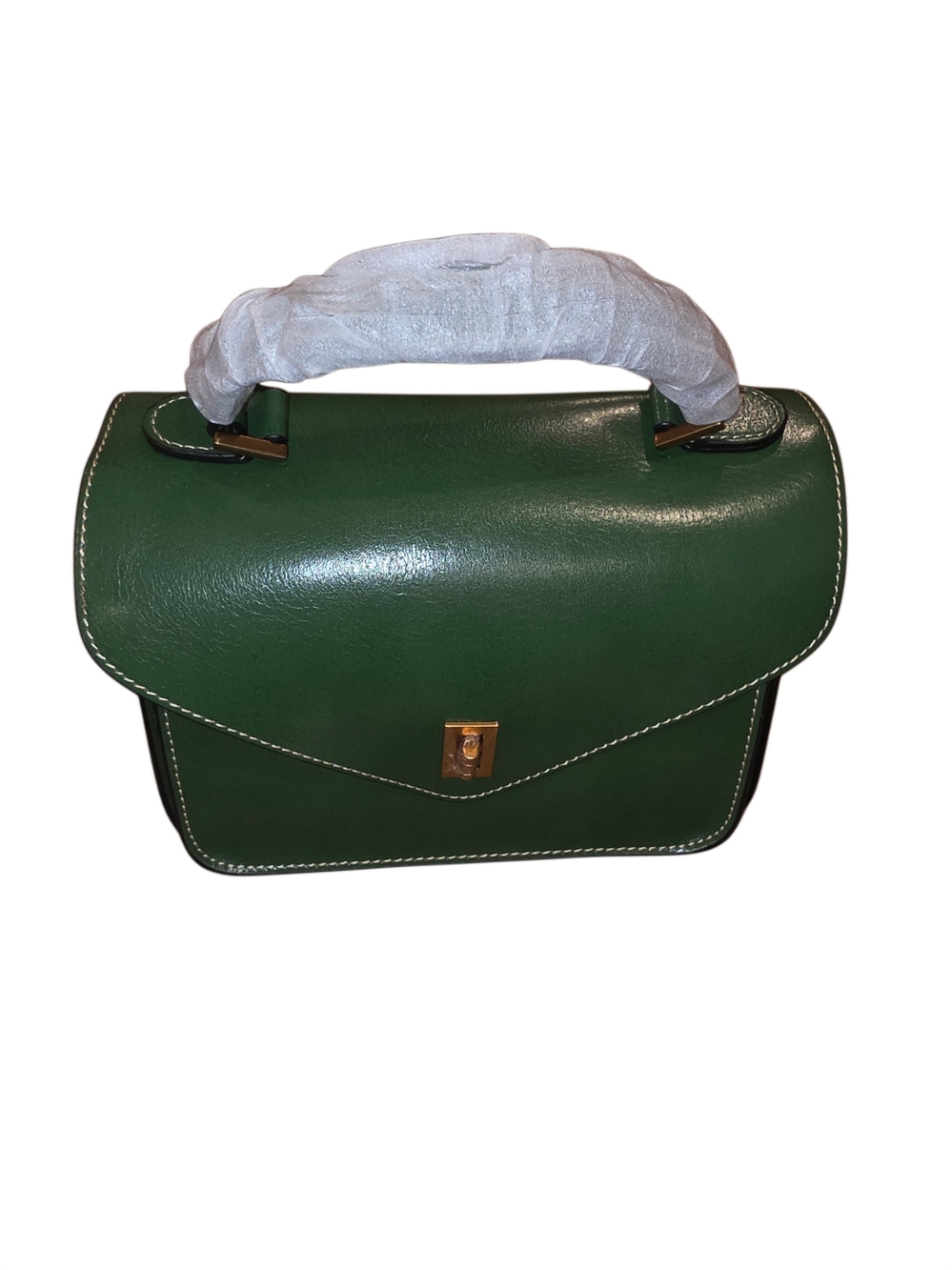 Green Top-Handle Leather Satchel